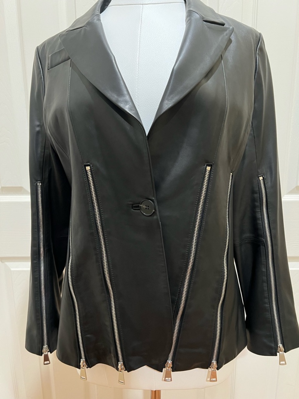 MADONNA and Company Leather Zippered Stylish Blazer